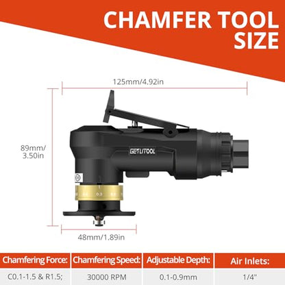 GETLITOOL Pneumatic Chamfering Tool, Air Chamfer Tool with 12C & 10R-Blade - color: Black