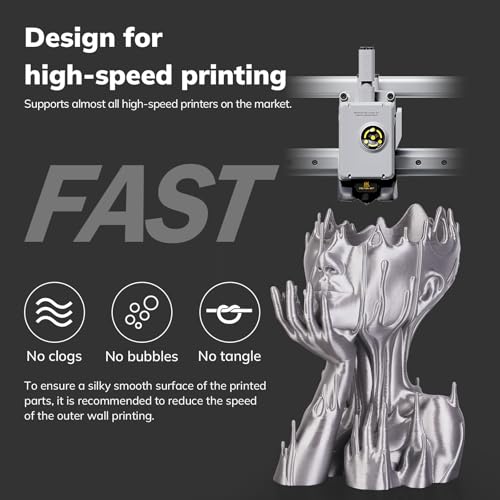 AMOLEN Silver Silk PLA Filament Shiny 3D Printer Filament 1.75mm +/- 0.02mm for 3D Printing 1kg(2.2lbs)/Spool Compatible with Most FDM Printer - color: Mercury Silver