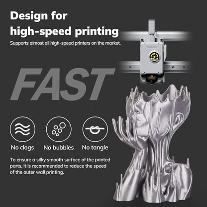 AMOLEN Silver Silk PLA Filament Shiny 3D Printer Filament 1.75mm +/- 0.02mm for 3D Printing 1kg(2.2lbs)/Spool Compatible with Most FDM Printer - color: Mercury Silver