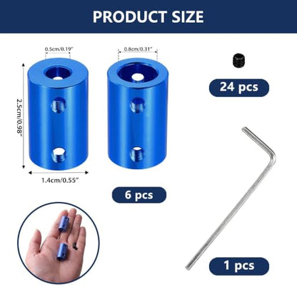 6 Pcs 5mm to 8mm Rigid Shaft Coupler – Aluminum Alloy Motor Connector with 4-Screw Locking for 3D Printer & CNC - size: 5mm to 8mm