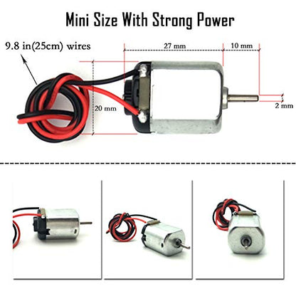 EUDAX 15 Pcs Rectangular DC Motor Mini Electric Motor 1.5-3V 24000RPM with 9.8" Lead Wires with Motor Mounting Bracket Holder for DIY Toys