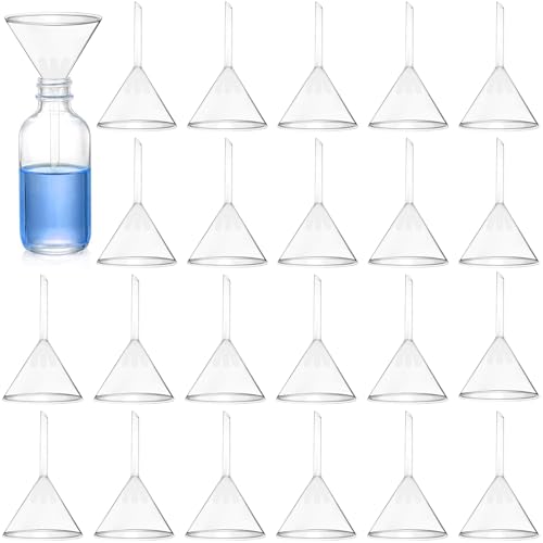 3.6" (90mm) Plastic Funnels Set, 30 Pcs Clear Scientific Filter Funnels for Powder, Multipurpose Lab Funnel with 95mm Short Stem for for Laboratory, Classroom or Home Use