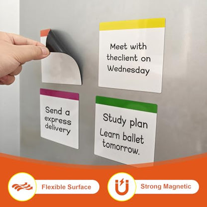 36 Packs, Washable Magnetic Dry Erase Board Labels, 3" x 3" Bangs Design Magnets White Board Notes, Sticky on Fridge, Locker, Cabinet, Door - Office & Classroom Whiteboard Accessories Supplies - style: 3x3, 36 Pcs- Top color