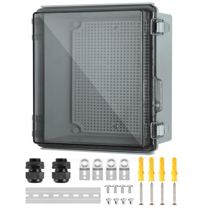 IP67 ABS Outdoor Electrical Junction Box Waterproof with Aluminum DIN Rail - color: Clear, size: 5.9''×5.9''×3.5''