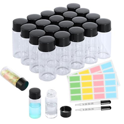 10ml 20pcs Clear Small Glass Vials with Screw Cap (with Droppers & Lables) - size: 10ml 20pcs