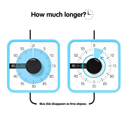 TWENTY5 SEVEN 7.5-Inch Visual Timer, Battery-Free 60-Minute Countdown Clock - color: Sky Blue