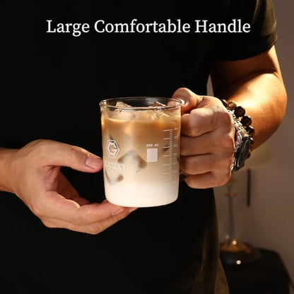 GLASKEY Caffeine Beaker Mug,16 oz Anti-Dripping Borosilicate Caffeine Mug,Cool Coffee Mugs with Handle,Chemistry Mug,Novelty Chemistry Science Teacher Gifts for Women Men - size: 16.9 Ounces