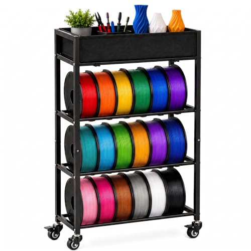 MAYJOY 3D Printer Filament Storage Rack with Wheels, Top Bin, 4-Tier, Metal - size: 4-Tier Single-Row Cart