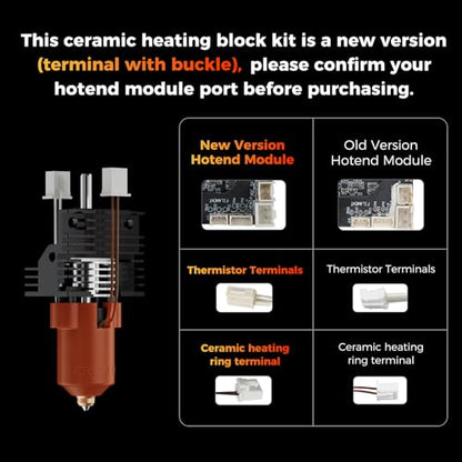 Creality 2025 K1 SE/K1C/K1/K1 Max Hotend Kit, Official Upgrade Ceramic Heating Block Kit, Terminal with Buckle New Version, Unicorn Quick Swap Nozzle, High Flow Heat for Creality K1 Series 3D Printers - style: K1/K1 Max/K1C/K1 SE