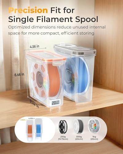 YOOPAI Pro Filament Storage Box with Temperature & Humidity Monitor, Airtight Filament Storage Container with Desiccant for 1KG 1.75mm PLA ABS PETG TPU, Single Spool 3D Printer Filament Storage Box(4)