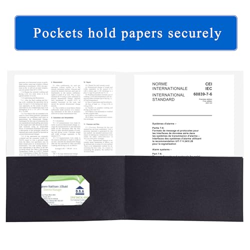 Zzrywuty 100 Packs Black Two Pocket File Folders with Business Card Slot,Textured Paper,Letter Size,Holds 100 Sheets for School,Office,Business - color: Black-100pcs