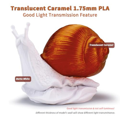ZIRO Semi-Transparent PLA Filament,Fit Most FDM Printer, 1.75mm 1KG Caramel - color: Translucent-caramel
