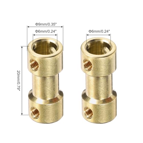 MECCANIXITY 6pcs 6mm to 6mm Brass Shaft Coupling Joint Connector with Screws and Hex Wrench Flexible Motor Shaft Coupler for Car Wheels Tires Shaft Motor - size: 6mm to 6mm