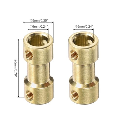 MECCANIXITY 6pcs 6mm to 6mm Brass Shaft Coupling Joint Connector with Screws and Hex Wrench Flexible Motor Shaft Coupler for Car Wheels Tires Shaft Motor - size: 6mm to 6mm