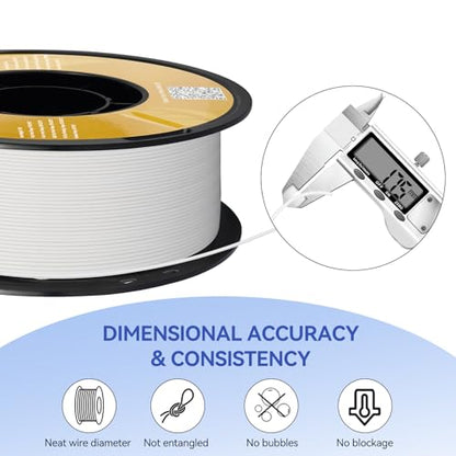 Kingroon Matte PLA Filament 1.75mm 3D Printer Filament Matte Filament 1kg Dimensional Accuracy +/- 0.02 mm (Matte White) - color: Matte White