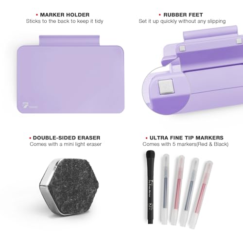 Purple Mini Desktop Pure Glass Whiteboard, Small Glass Dry-Erase Whiteboard - color: Purple
