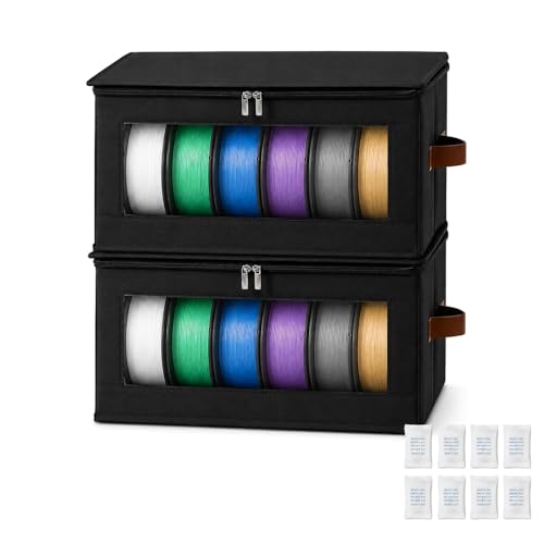 3D Printer Filament Storage Box, 2/4Pack for PLA/PETG/TPU with Desiccants - color: Black, size: 2Pack