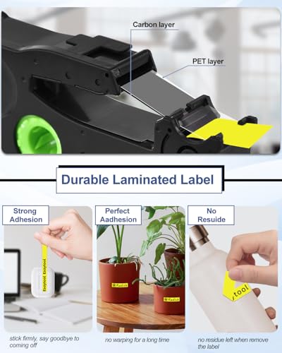 5 Pack Compatible with P-Touch TZe-631 AZE-631 TZ-631 Black on Yellow 12mm 0.47'' Laminated Label Tape Replacement for Ptouch PT-H100 PT-D200 D210 D400 PT-P700 PT-1000 PT-2030 Label Maker - color: Black on Yellow, size: 12mm