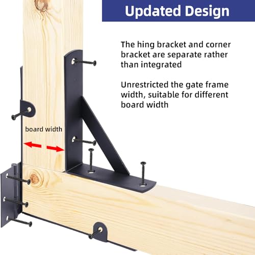 Fence Gate Kit Gate Hardware, 2 Set Anti Sag Gate Kit Heavy Duty No Sag, Anti Twist Gate Frame Corner Brackets Kit Withstand 150 lbs, Gate Hardware Kit for Wood Fence Gate - style: 2 Set
