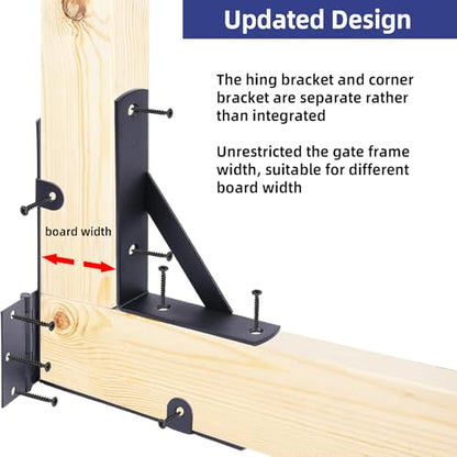 Fence Gate Kit Gate Hardware, 2 Set Anti Sag Gate Kit Heavy Duty No Sag, Anti Twist Gate Frame Corner Brackets Kit Withstand 150 lbs, Gate Hardware Kit for Wood Fence Gate - style: 2 Set