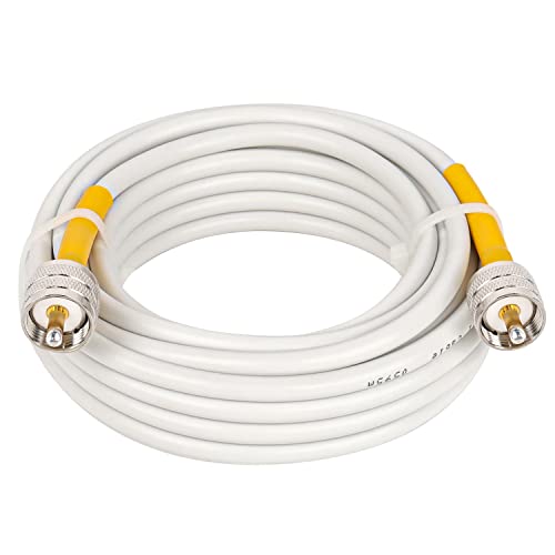 MOOKEERF UHF PL259 Male to Male Low Loss 20ft RG8x Coax Cable, 50 Ohm for HAM Radio, Marine Use, Compatible with Antenna Analyzer, Dummy Load, SWR Meter - size: 20FT