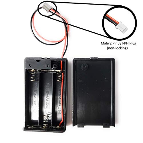 Battery Holder – 3 AAA Battery Case with JST-PH Plug (Non-Locking) – Triple AAA Battery Holder for Arduino, Lilypad Circuits, Cosplay, Costumes and Decorations - Set of 2 - size: 3 AAA 4.5 Volt - PH Plug