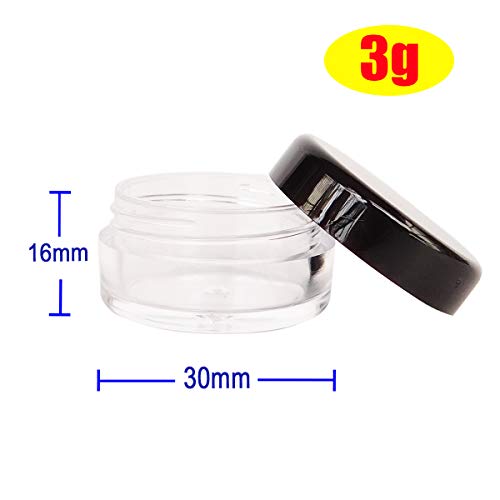 20x 3ml Empty Cosmetic Sample Jars, Small Round Plastic Containers - color: 20x 3ml Black