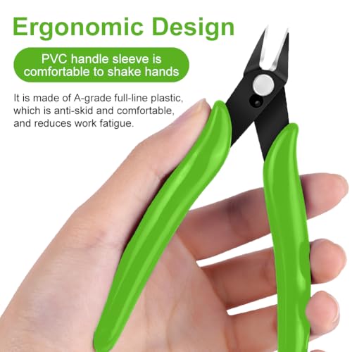 Ainiv Wire Cutters, 1PCS Spring-loaded Side Cutters Flush Diagonal Cutters - color: Green Wire Cutter-1pcs, size: 1pcs