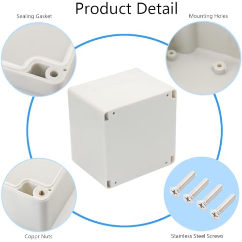 Project Box IP65 Waterproof Junction Box ABS Plastic Electrical Boxes DIY Electronic Project Case Power Enclosure White 4.72x4.72x3.54 inch (120 x 120 x90 mm) - color: White, size: 4.72"x4.72"x3.54"