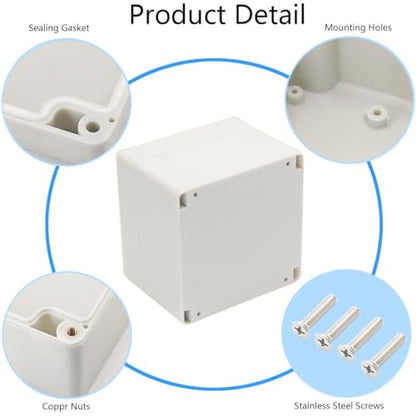 Project Box IP65 Waterproof Junction Box ABS Plastic Electrical Boxes DIY Electronic Project Case Power Enclosure White 4.72x4.72x3.54 inch (120 x 120 x90 mm) - color: White, size: 4.72"x4.72"x3.54"