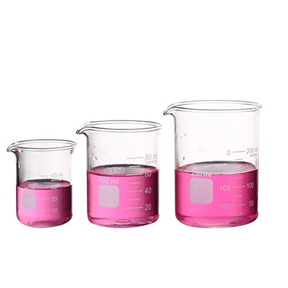Glass Measuring Low Fomm Beaker Set with 6Pcs Glass Stir Sticks