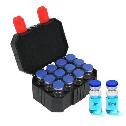 10ml Peptide Case for Fridge, 12slot Insulin & Peptide Vials Storage Case - color: 12-shots×10ml (Black)