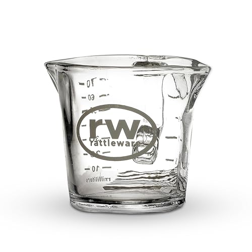 Rattleware 3oz Espresso Shot Glass Pitcher with Double Spout, Measuring Cup