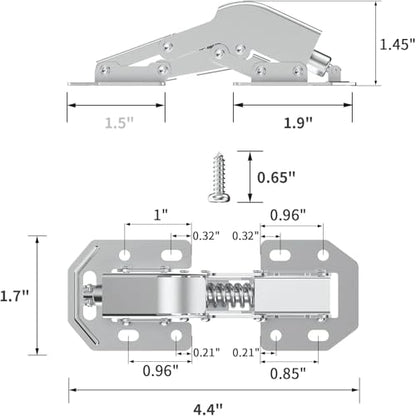 Chibery 10 Pack 90 Degree Soft Close Surface Mount Spring Hinges, Easy Installation No Pre-drilled, Noiseless Frameless Hidden Concealed Kitchen Cabinet Hinge for Cupboard Folded Replacement Hardware