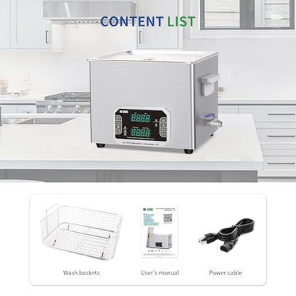 DK SONIC Professional Ultrasonic Cleaner 15L, 360W Heavy-Duty Sonic Cleaner with Timer,Heater&Touch Control, Multi-Application for Motorcycle Engines, Carburetors, Chains (Include Basket) - size: 15L