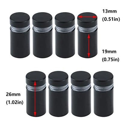 Antrader 8Pcs 1/2"×3/4" Glass Standoff,Aluminum Sign Standoff Screws,Black - color: Matte Black, size: 1/2" x 3/4" (13 x 19mm)-8Pcs