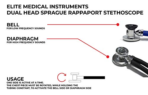 EMI EBL-430 Navy Sprague Stethoscope and Large Adult Cuff (See Large Cuff Size: 33 cm to 51 cm | 13 inch to 20 inch) Aneroid Sphygmomanometer Manual Blood Pressure Set - size: Large Adult Cuff Set - Navy