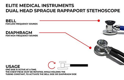 EMI EBL-430 Navy Sprague Stethoscope and Large Adult Cuff (See Large Cuff Size: 33 cm to 51 cm | 13 inch to 20 inch) Aneroid Sphygmomanometer Manual Blood Pressure Set - size: Large Adult Cuff Set - Navy