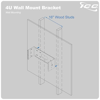 ICC 4U Hinged Wall Mount Rack Bracket, 6" Deep, 40 lb, Black, 1-Pack - size: 1 Pack, style: 4 RMS