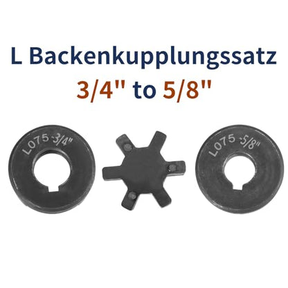 uxcell 3/4" to 5/8" L075 Flexible 3-Piece L-Jaw Coupling Coupler Set & Buna-N NBR Rubber Spider for Log Splitter Hybrid Equipment - size: 3/4" to 5/8"