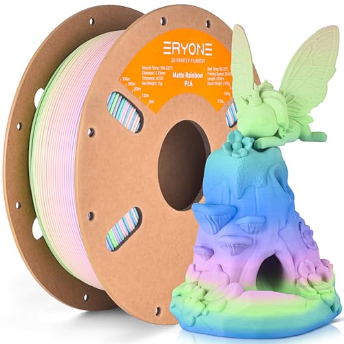 ERYONE Matte Rainbow 3D Printer PLA Filament 1.75 +/- 0.03mm, Matte Muticolor Filament PLA 1KG(2.2LBS) Spool, Watercolor Rainbow - color: Matte Rainbow Watercolor, size: 1KG