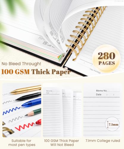 Cute Spiral Notebook 8.5 x 11 Lined Journal A4 with Pocket, Polka - color: Black Polka Dot, size: A4