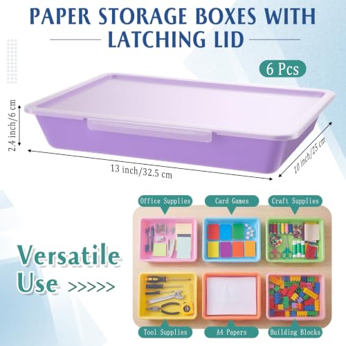 Tinlade 6 Pcs Classroom Paper Storage Bins with Lids, 13x10, Macaron - color: Macaron