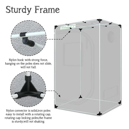 zazzy Hydroponic Grow Tent, 24"x36"x60" Reflective Mylar Grow Tent - size: 24"x36"x60"
