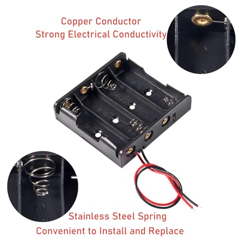 12pcs AA Battery Holder 4X 1.5V AA Battery Holder 4AA Battery Holder Case with Wires