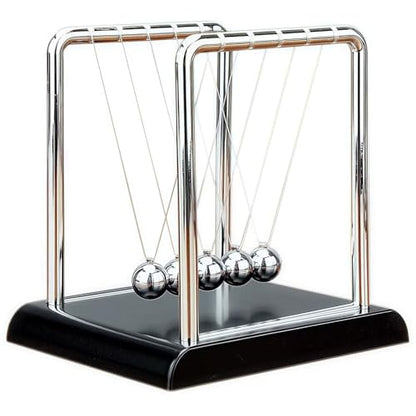Newtons Cradle Balance Pendulum Balls, Swinging Kinetic Balls with Black Base, Science Physics Educational Learning Tool, Office Home Creative Decoration, Stress Relief Fidget Desk Toy (Medium) - size: Medium - 5 Balls