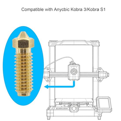12Pcs 3D Printer Kobra 3/Kobra S1 Nozzle 0.4mm Compatible with Anycubic Kobra 3, Kobra 3 Combo, Kobra S1, Kobra S1 Combo Brass Nozzle, - style: 12Pcs Kobra 3 Nozzle 0.4mm