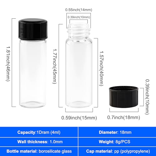4ml Glass Vials with Screw Caps Small Sample Vials with Lids 10PCS - style: 4ml-10pcs