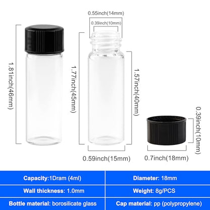4ml Glass Vials with Screw Caps Small Sample Vials with Lids 20PCS - style: 4ml-20pcs