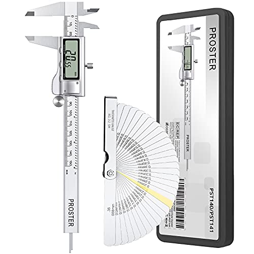 Proster Digital Caliper 6"-3 Modes(Fractions/Inch/mm) with 32 Feeler Gauges